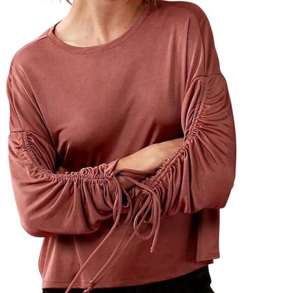 Express large ruched adjustable tie sleeve blouse top TB2 2189 - Picture 1 of 11